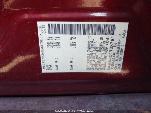 1N4AA6APXJC388781 Nissan Maxima 3.5 Sl