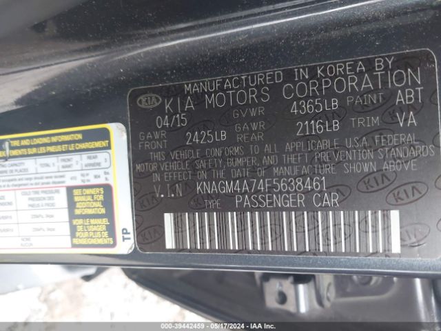 KNAGM4A74F5638461 KIA Optima Lx