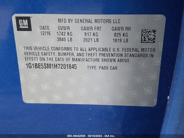 Chevrolet Cruze Lt Auto 2017 1G1BE5SM1H7201845 Image 9