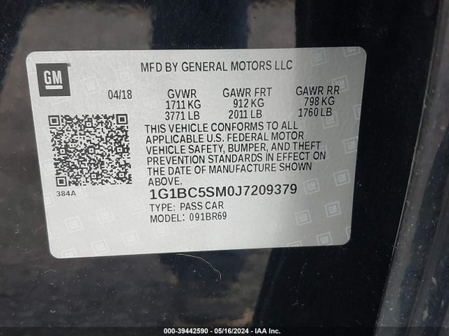 Chevrolet Cruze Ls Auto 2018 1G1BC5SM0J7209379 Image 9