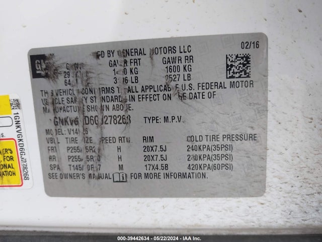 Chevrolet Traverse 1lt 2016 1GNKVGKD6GJ278268 Image 12
