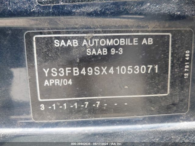 2004 SAAB 9-3 YS3FB49SX41053071 Photo 8