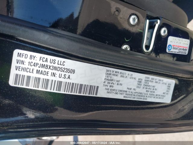 1C4PJMBX3ND523509 Jeep Cherokee Trailhawk 4x4