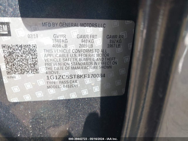 Chevrolet Malibu 1fl 2019 1G1ZC5ST8KF170084 Image 9