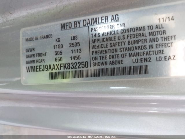 WMEEJ9AAXFK832250 Smart Fortwo Electric Drive Passion