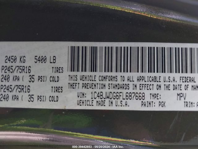 1C4BJWDG6FL687668 Jeep Wrangler Unlimited Sport