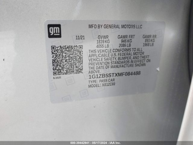 1G1ZB5STXMF084488 Chevrolet Malibu Fwd Ls