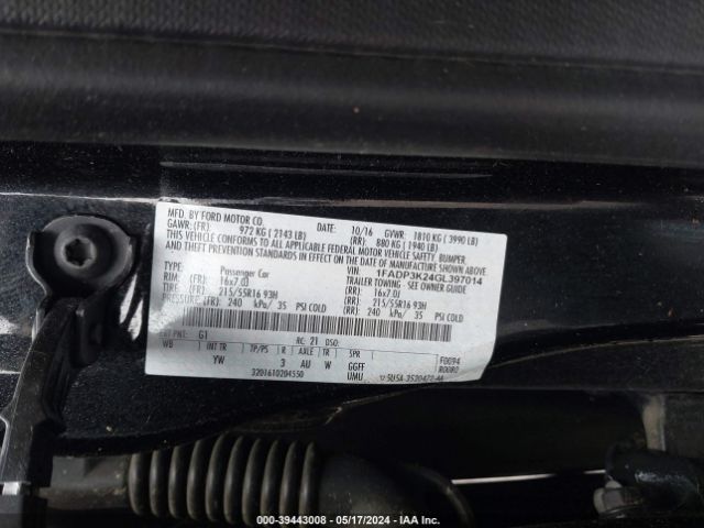 1FADP3K24GL397014 Ford FOCUS SE