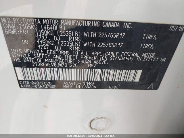 Toyota Rav4 Xle 2018 2T3RFREV6JW791226 Image 9