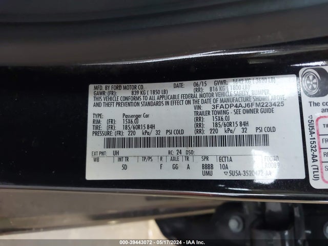 Ford FIESTA S 2015 3FADP4AJ6FM223425 Image 9