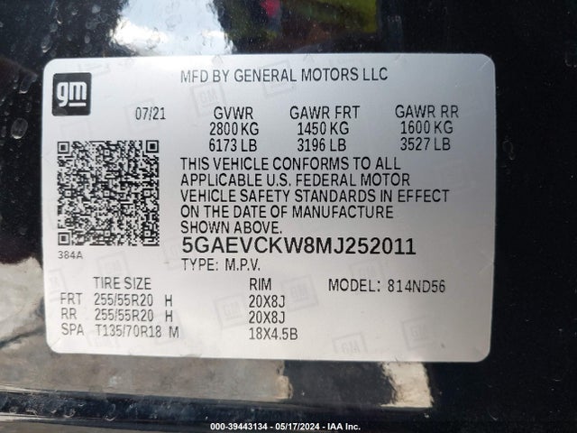 Buick Enclave Awd Avenir 2021 5GAEVCKW8MJ252011 Image 9