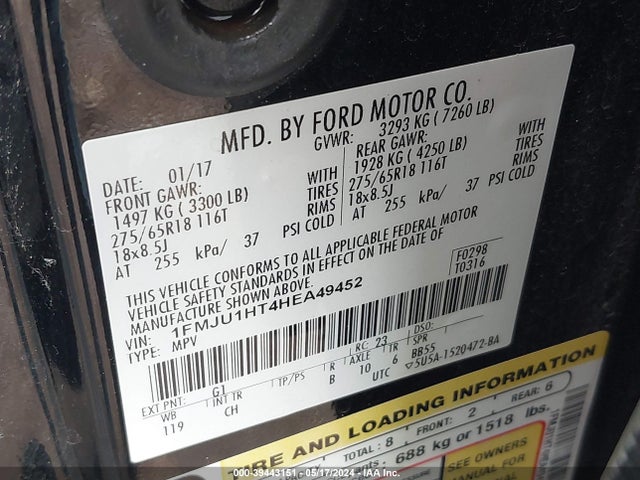 Ford Expedition Xlt 2017 1FMJU1HT4HEA49452 Image 9