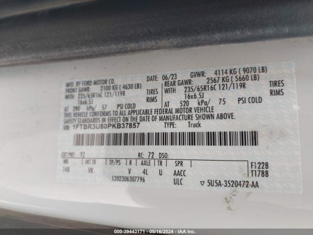 1FTBR3U80PKB37857 Ford Transit-250 Cargo Van