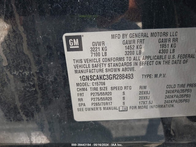 Chevrolet Tahoe Ls 2016 1GNSCAKC3GR288493 Image 9