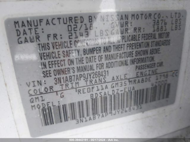 3N1AB7AP9JY268431 Nissan SENTRA SV