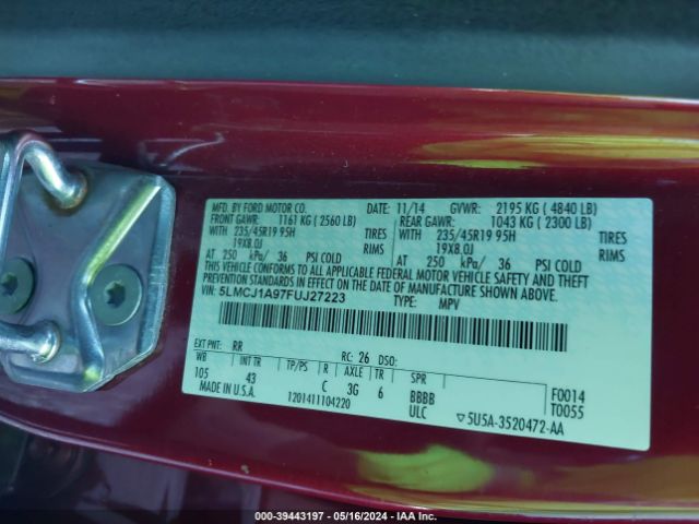 5LMCJ1A97FUJ27223 Lincoln MKC