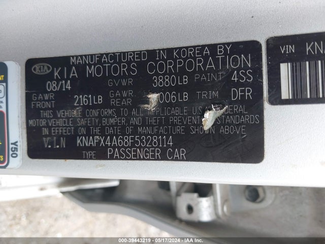 KIA FORTE LX 2015 KNAFX4A68F5328114 Image 9