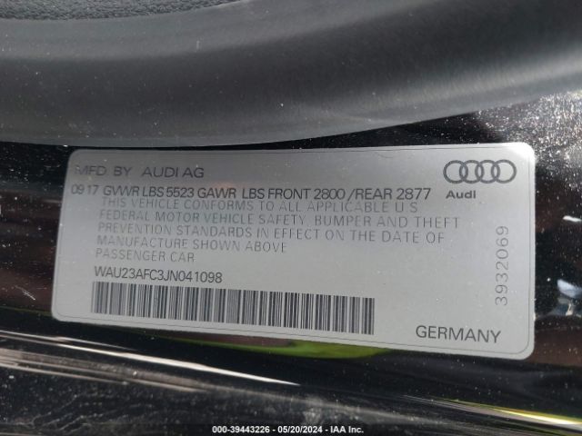 WAU23AFC2JN040198 Audi A7 3.0t Premium Plus