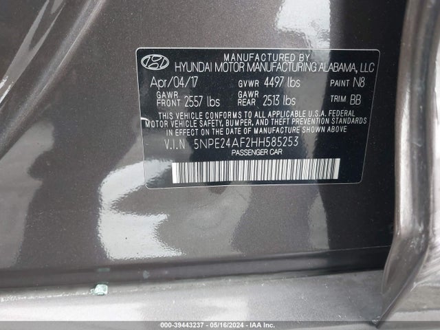 Hyundai Sonata 2017 5NPE24AF2HH585253 Image 9