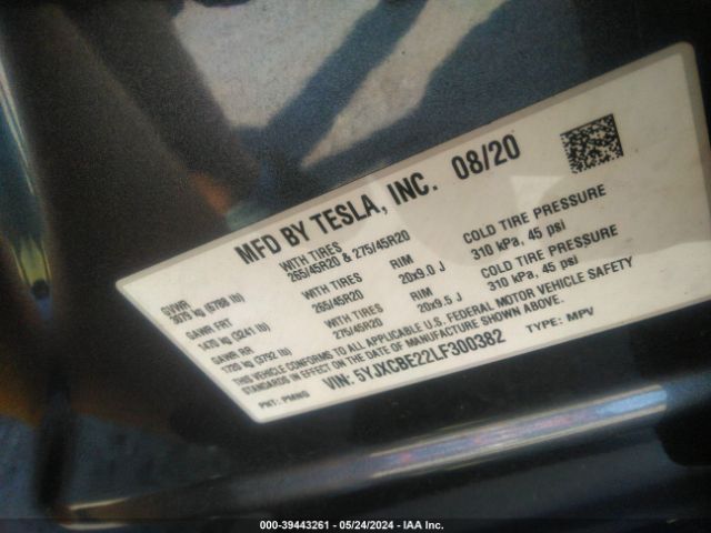 5YJXCBE22LF300382 Tesla Model X Long Range Dual Motor All-wheel Drive/long Range Plus Dual Motor All-wheel Drive