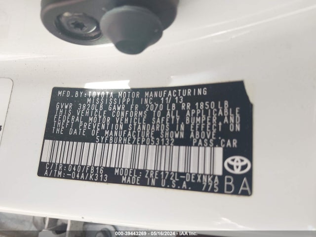 Toyota COROLLA LE 2014 5YFBURHE7EP053132 Image 9
