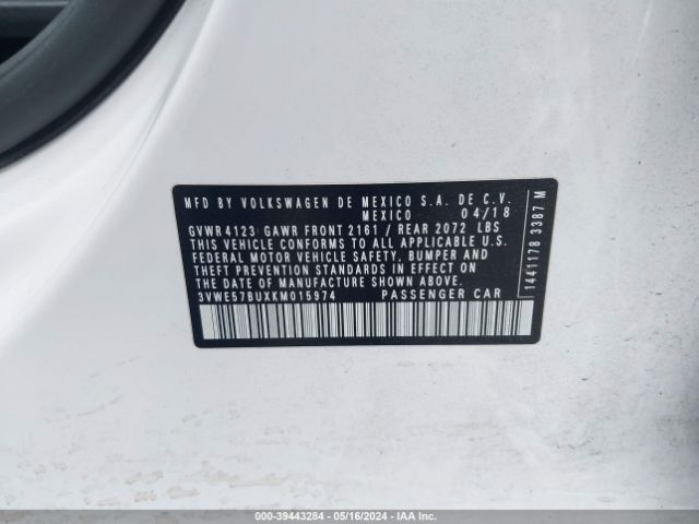 3VWE57BUXKM015974 Volkswagen Jetta 1.4t Sel