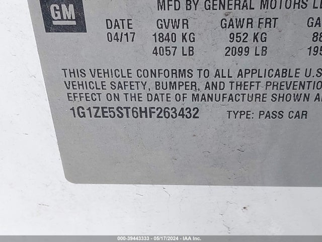 Chevrolet MALIBU 1LT 2017 1G1ZE5ST6HF263432 Image 9