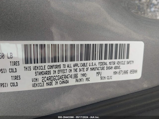 Dodge Grand Caravan Sxt 30th Anniversary 2014 2C4RDGCG4ER474186 Image 9