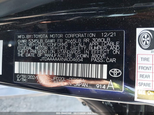 Toyota Mirai Xle 2022 JTDAAAAAXNA004654 Image 9