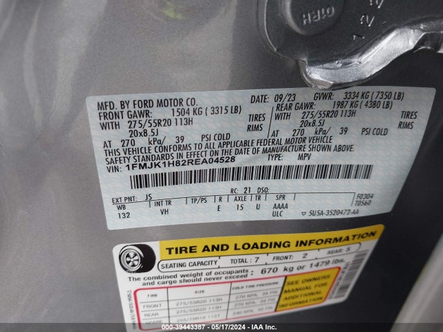 Ford Expedition Xlt Max 2024 1FMJK1H82REA04528 Image 9