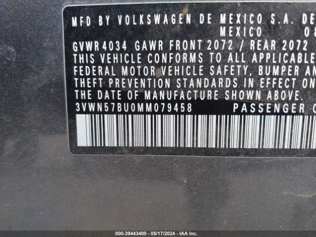 3VWN57BU0MM079458 Volkswagen Jetta 1.4t R-line/1.4t S