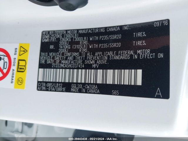2T2ZZMCA5HC037454 Lexus RX 350