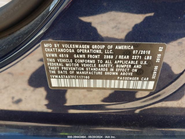 1VWAS7A37FC117160 Volkswagen Passat 1.8t Limited Edition