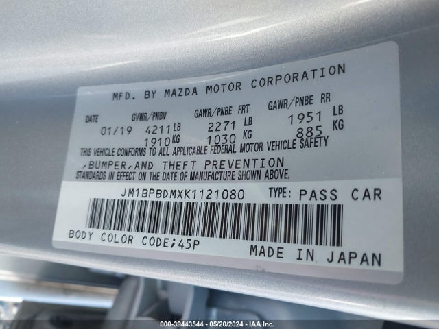 JM1BPBDMXK1121080 Mazda Mazda3 Preferred Package