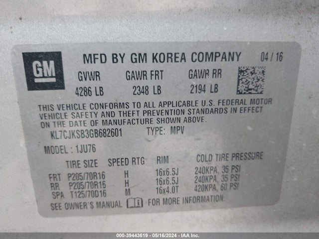 Chevrolet Trax 1ls 2016 KL7CJKSB3GB682601 Image 9