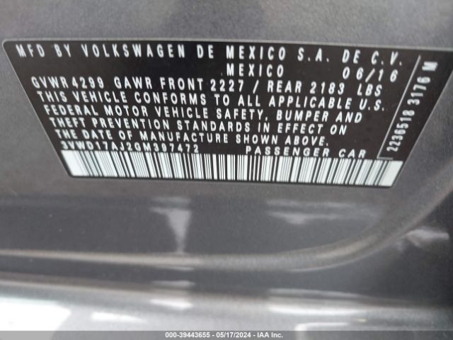 3VWD17AJ2GM397472 Volkswagen Jetta 1.8t Sport