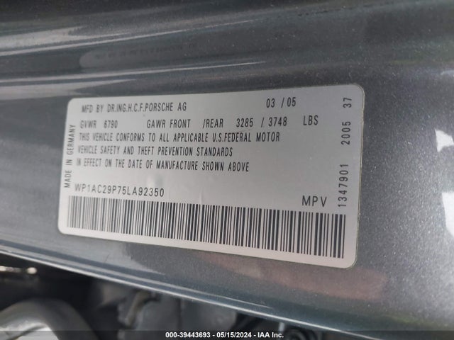 2005 PORSCHE CAYENNE WP1AC29P75LA92350 Photo 8