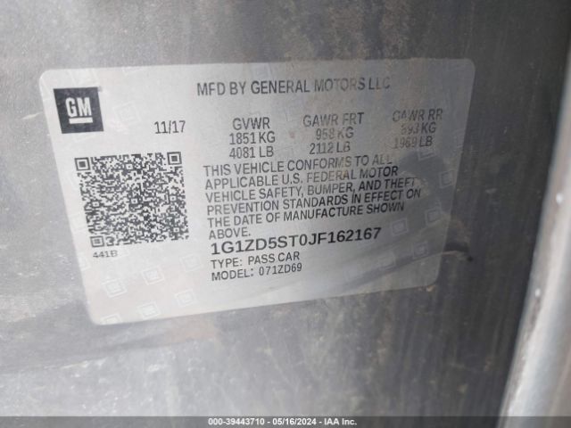 1G1ZD5ST0JF162167 Chevrolet MALIBU LT