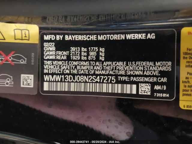 WMW13DJ08N2S47275 Mini Se Hardtop Cooper