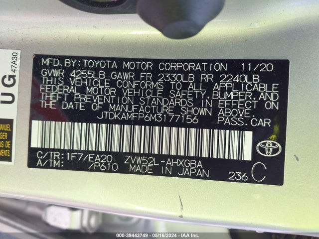 Toyota Prius Prime Xle 2021 JTDKAMFP6M3177156 Image 9