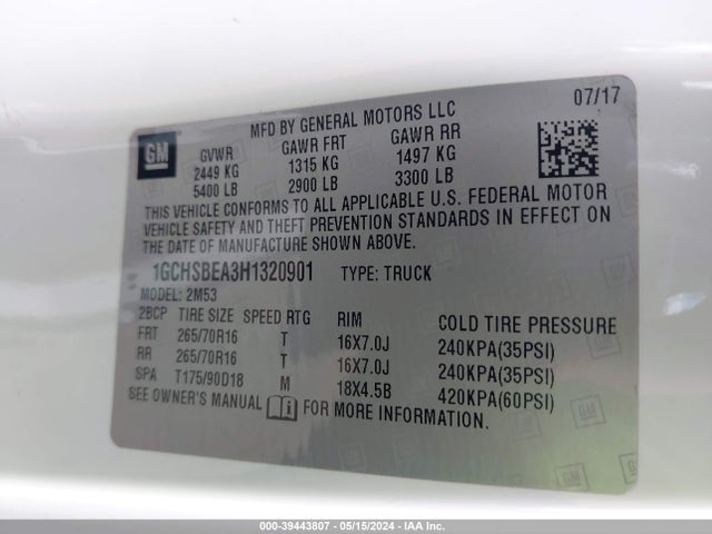 Chevrolet Colorado Wt 2017 1GCHSBEA3H1320901 Image 9