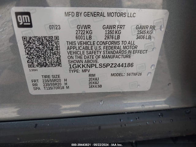 1GKKNPLS5PZ244186 GMC Acadia Fwd Denali