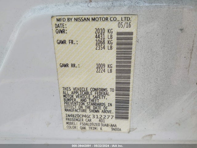 Nissan LEAF SV 2016 1N4BZ0CP4GC312277 Image 9