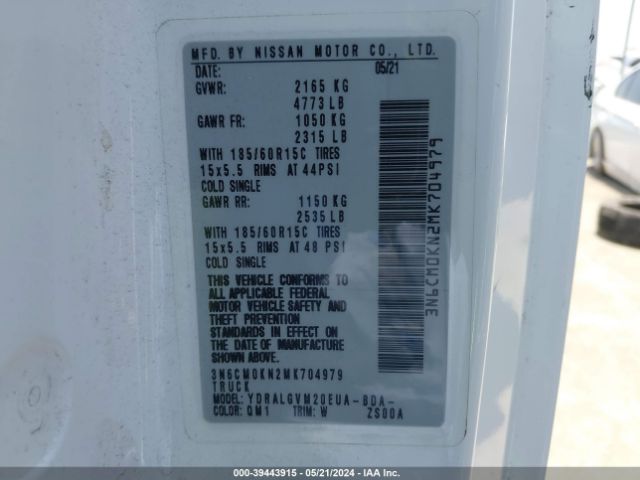 3N6CM0KN2MK704979 Nissan Nv200 Compact Cargo Sv Xtronic Cvt