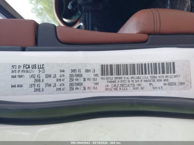 1C4RJFJM6FC141719 Jeep Grand Cherokee Summit