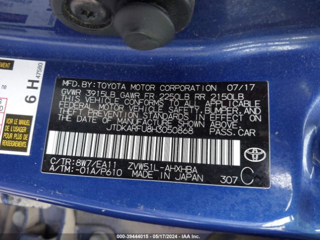 JTDKARFU8H3050868 Toyota Prius Four Touring