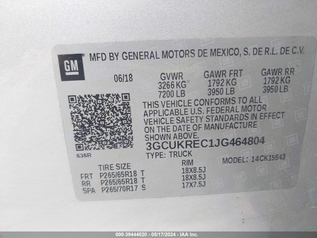 Chevrolet Silverado 1500 2lt 2018 3GCUKREC1JG464804 Image 9