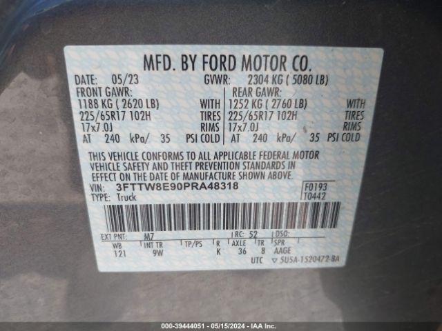 3FTTW8E90PRA48318 Ford Maverick Xl