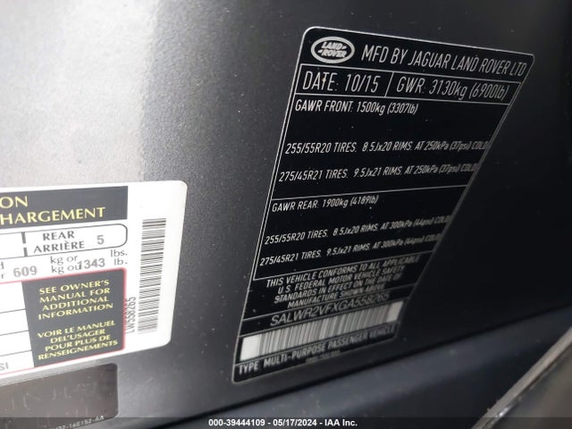 SALWR2VFXGA558265 Land Rover Range Rover Sport 3.0l V6 Supercharged Hse