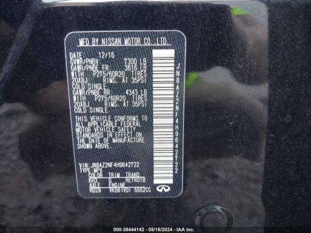 JN8AZ2NF4H9642722 Infiniti QX80